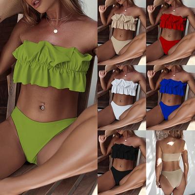 Ladies Sexy Fashion Summer Printed Split High Waist Padded Bikini Swimsuit
