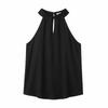 Moda de Verano para Mujer Blusa sin Mangas con Cuello Halter Camisa Casual Calada Elegante Top sin Mangas de Color Sólido Camisas Dulces Simples Holgadas para Mujer