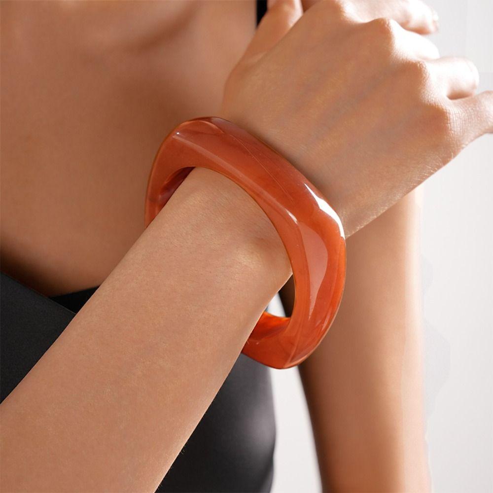 Wide Size Irregular Wide Bracelet Bohemian Retro Hand Ring Creative Resin Bangle  Friend Gift
