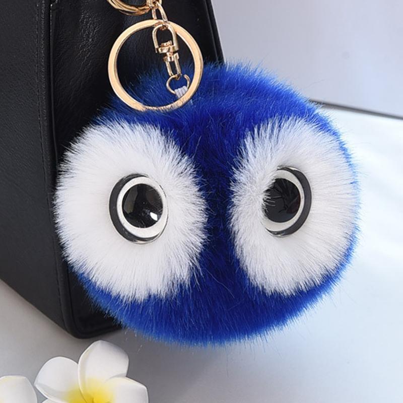 Fluffy Rabbit Fur Ball Pompom Owl Women Pompon Owl Female Toy Bag Car Trinket Jewelry Gift Bag Charm