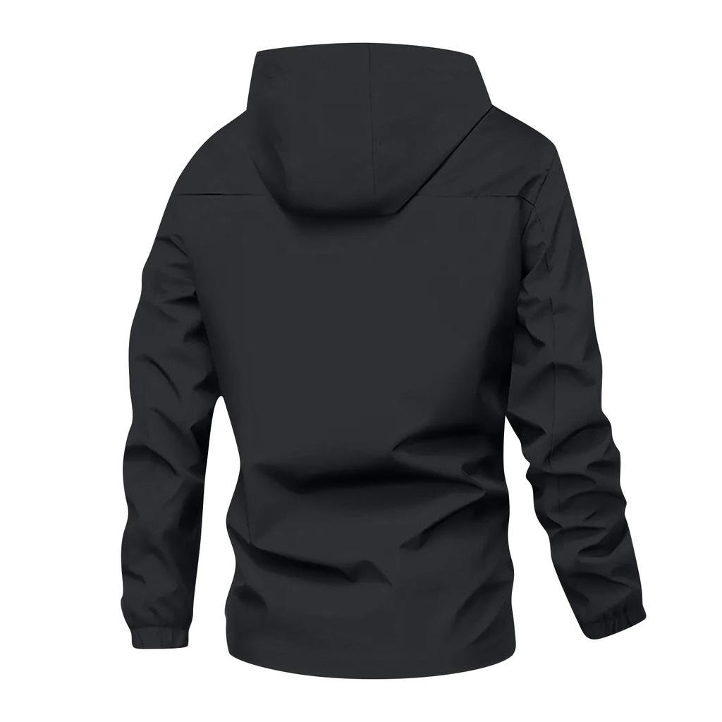 Men's Three Layer Composite Casual Hooded Jacket Single Coat Men's Outdoor Mountaineering Jacket Coat