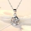 Huitan Flower Shaped Pendant Necklace for Women Silver Color Crystal Cubic Zirconia Aesthetic Female Necklace Wedding Jewelry