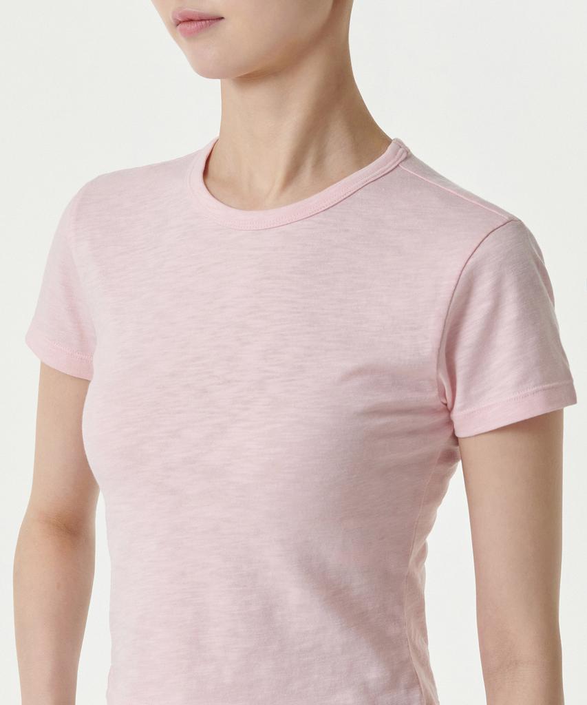 MUSINSA STANDARD WOMAN Women'S Slub Slim Crop Crew Neck T-Shirt [Baby Pink]