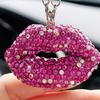 Bling Lip Diamond Crystal Rear View Mirror Charm Car Interior Decoration Pendant Fashionable Rear Mirror Charm for Women