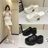 10CM Thick-soled Slippers for Women's Outer Wear, Summer 2025 New Models, Heightening, Hollowing Out, Not Tiring Feet, Fashionable High-heeled Non-sli