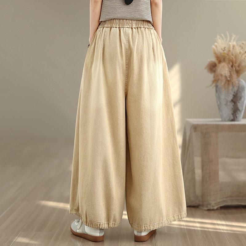 plus size Vintage high waist casual loose long Women spring summer autumn jeans denim wide leg Pants