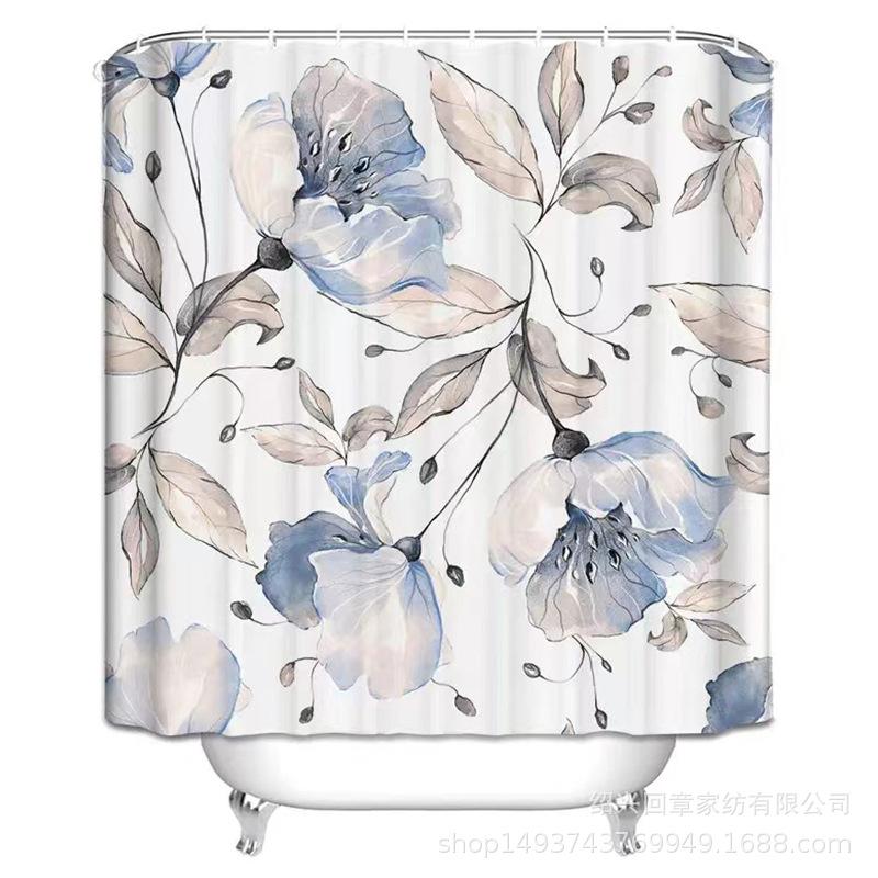 

Watercolor Shower Curtain Digital Print Polyester Waterproof Mildew Proof With Brass Grommets W60H190(CM)-1 Pcs