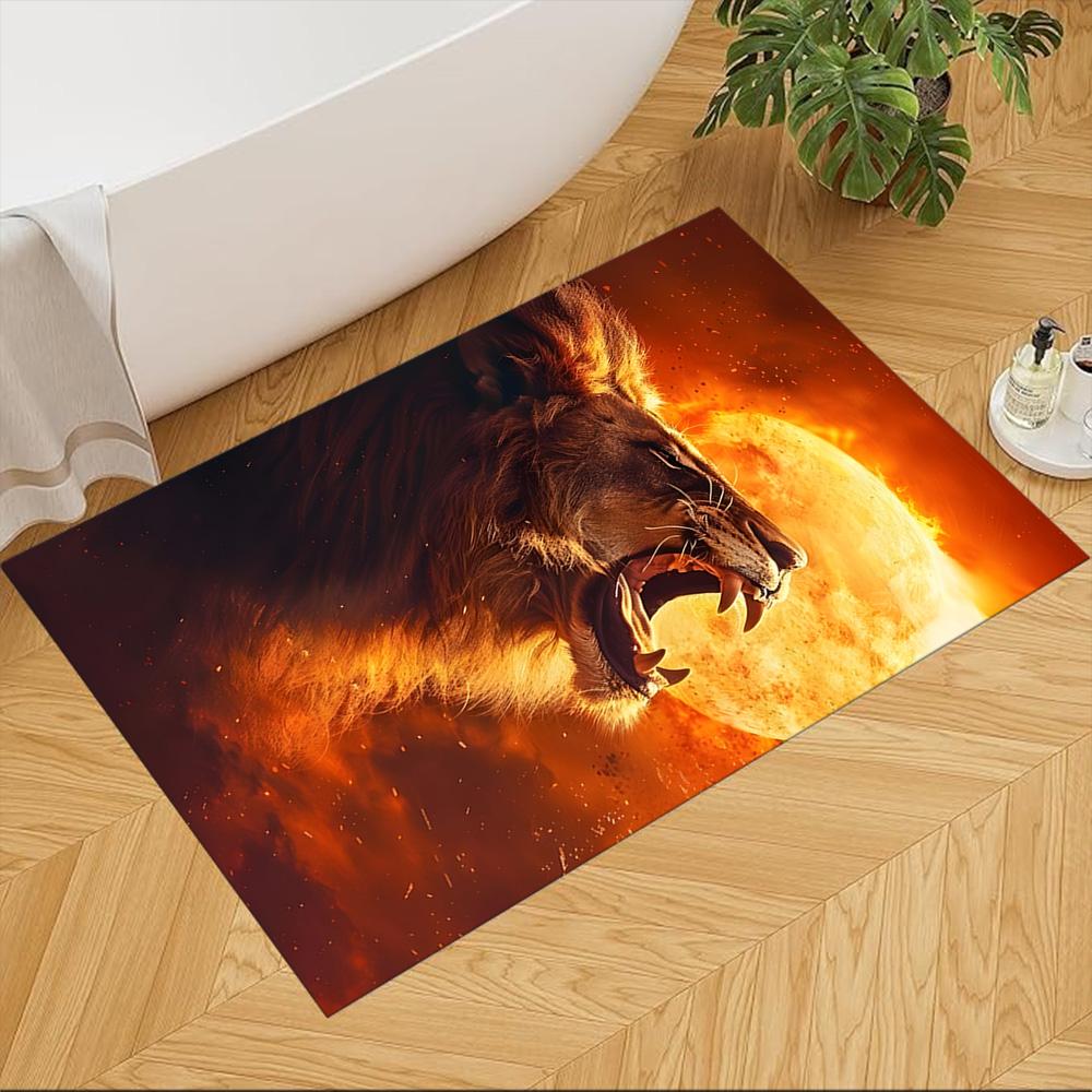 Lion Family Bonding Moment Non-Slip Home Carpet Design for Office Decor Living Room Gift