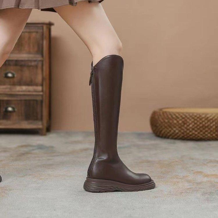 But Knee Boots Women's 2025 Autumn and Winter Fashion New Korean Version Rear Zipper V-mouth Versatile, Comfortable and Elegant Elasticity