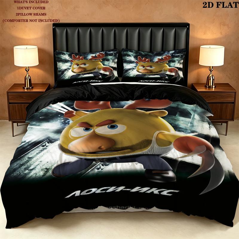 Smeshariki Bedding Quilt Set Quilt Cover Pillowcase Home Decoration Birthday Gift (1 * duvet cover + 2 * pillowcase, without core)