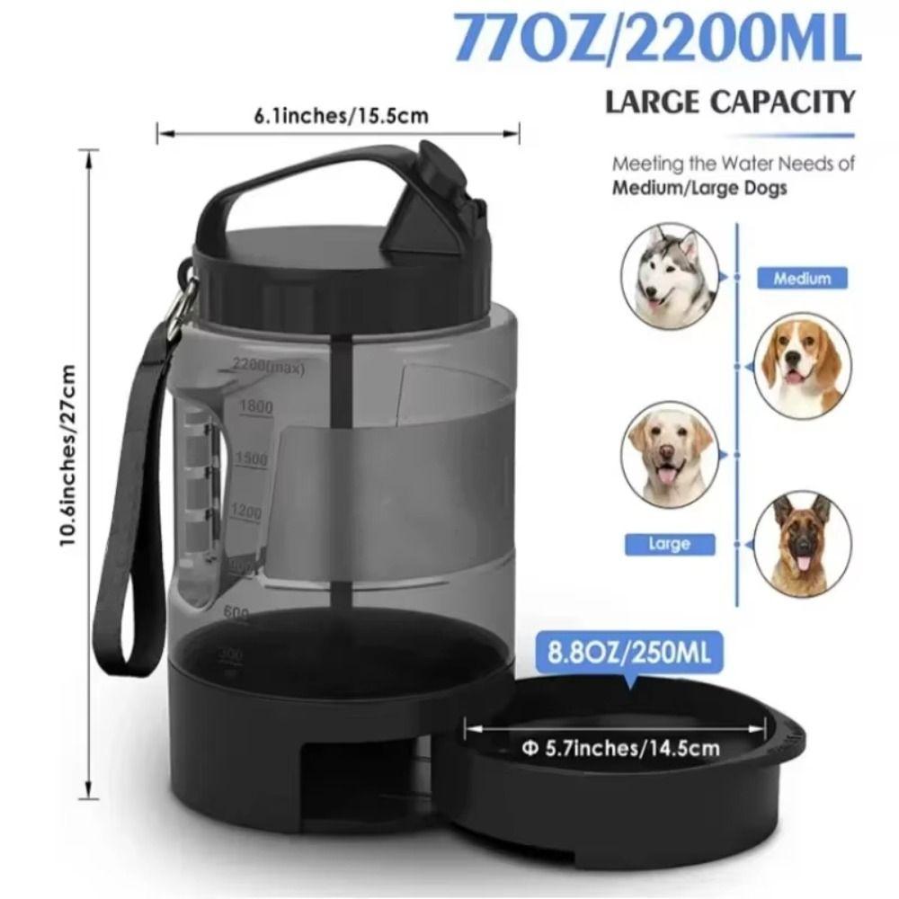 77oz/2.2L Dog Water Bottle 2-in-1 Cats Water Feeder Bowls Multi-use Pet Water Cup  Kitten