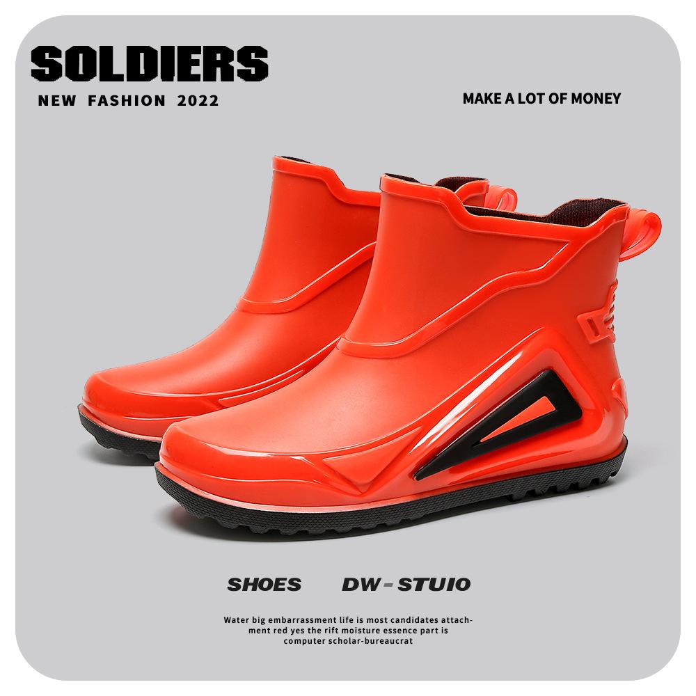 Mechanical wind and rain shoes men's summer waterproof and non-slip rain boots trendy medium tube thick-soled takeaway rider car wash