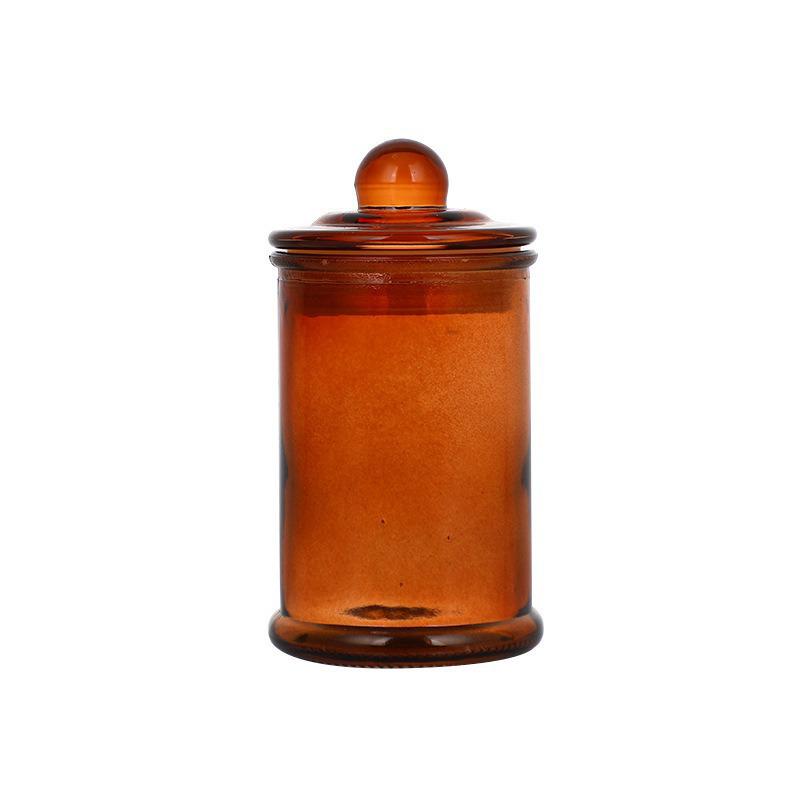 Brown Glass Candle Holder with Lid: Light-Blocking, Transparent Aromatherapy Cup.