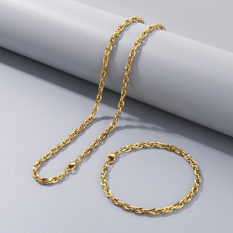 Commuter Plain Chain, Trendy Nightclub Multi-Size Plain Weave Twist Chain, Titanium Steel Men'S And Women'S Necklace.