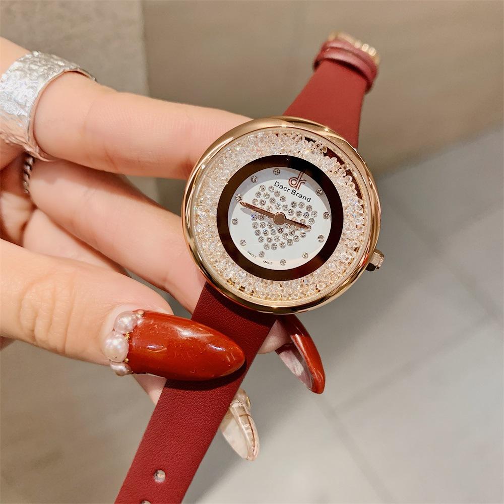 Neue Ins Damenuhr Mode Treibsand Damen Quarz Uhr Herzförmiger Diamant Wasserdichtes Armband Damenuhr