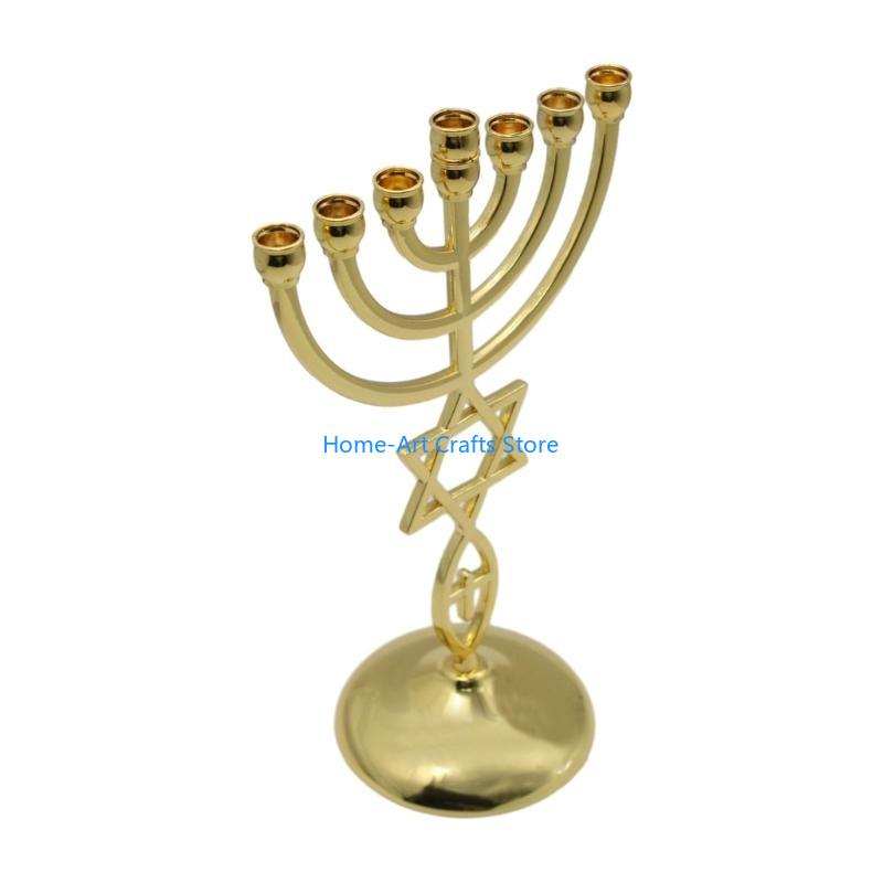 Y3NA 12 Tribes of Israel Menorah Jerusalem Candlestick 7 Branch Je Holder