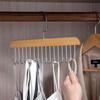8 Hooks Wooden Belt Storage Hanger Non-Slip Necktie Hat Sling Organizer Home Closet Space Saving Wavy Closet Solid Wood Hooks