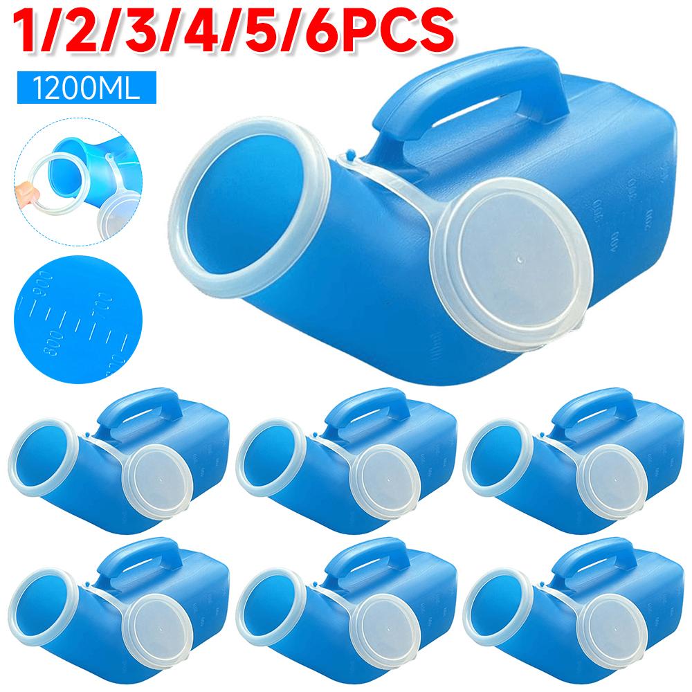 6-1PCS 1200ml Urinals for Men Spill Proof with Lid Portable Mobile Toilet Car Travel Urinary Bottle Disability Old Man Helper