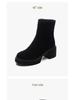Women's Chunky Heel Ankle Boots - Matte Sheepskin, Thick Sole, Round Toe, Versatile for Autumn and Winter