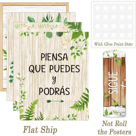 gisgfim 19 Pieces Bienvenidos Spanish Posters Spanish Motivational pirational Banner with Adhesive Dots for Kids Students Teacher Classroom