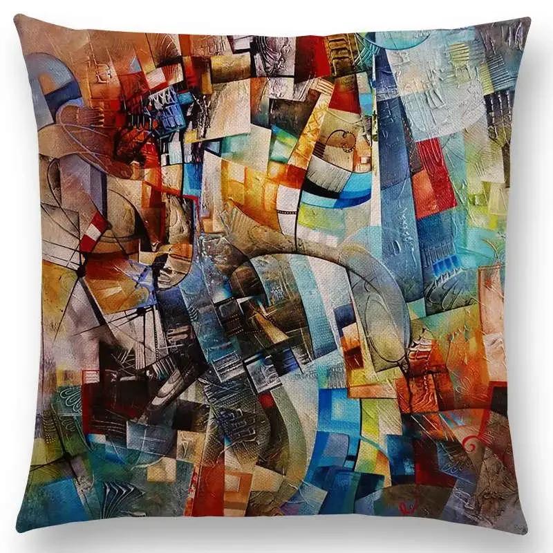 New Gorgeous Abstract Art Painting Mysterious Color Vortex Fantasy Geometry Retro Cushion Cover Car Sofa Throw Pillow Case