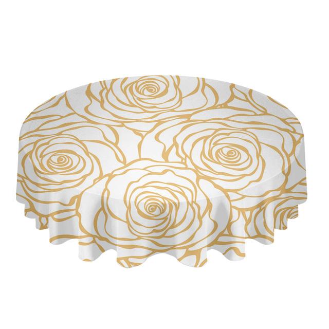 Mantel Redondo con Textura de Patrón Vintage Flor de Hibisco Decoración de Cocina Impermeable Cubierta para Mesa de Comedor/Café