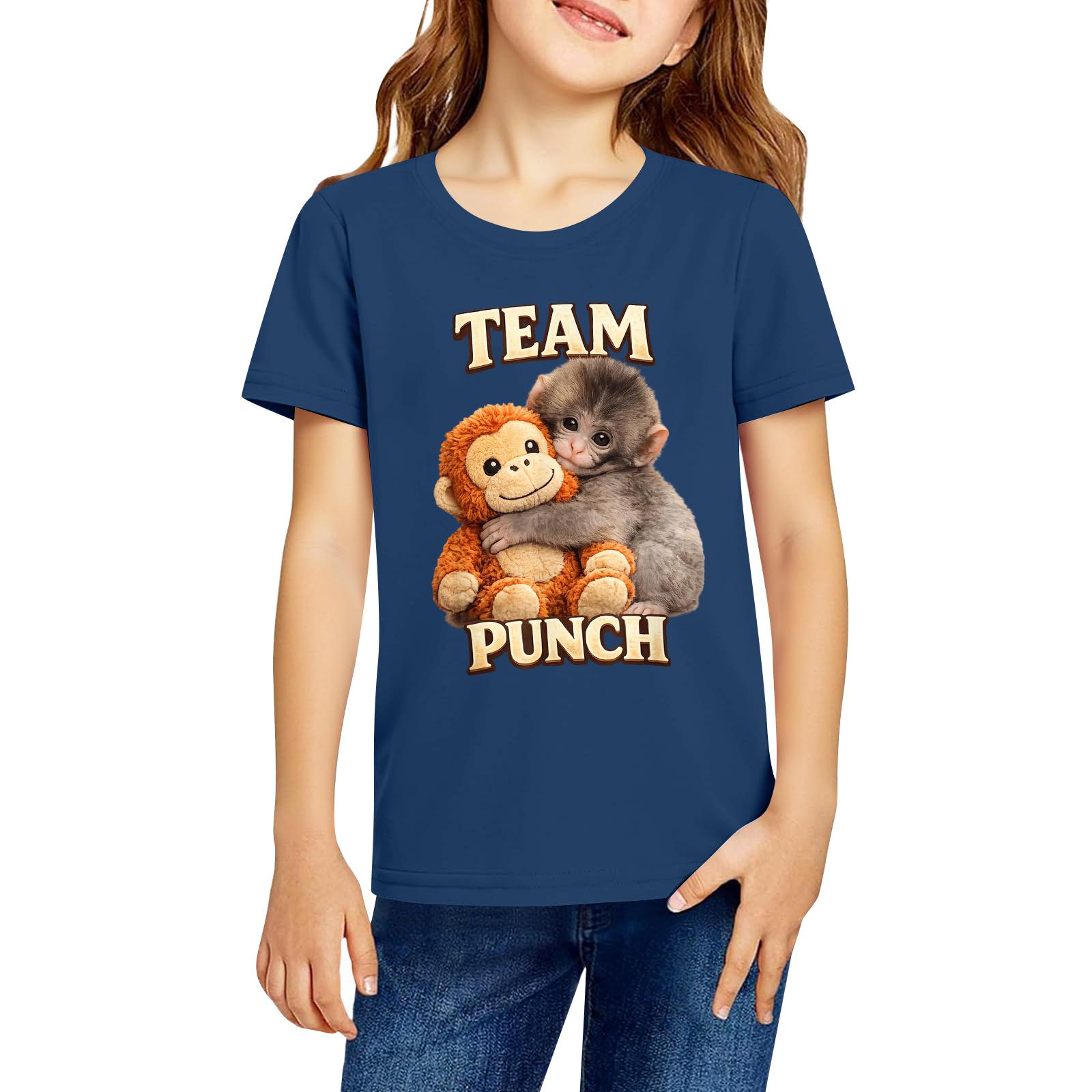 

Модная рабочая одежда с короткими рукавами и круглым вырезом, топы с принтом для детских летних топов 100 тёмно-синий