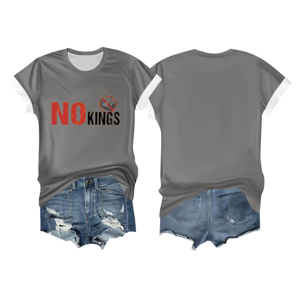 Women's Casual Printed T-shirt Round Neck Pullover Short-sleeved Top