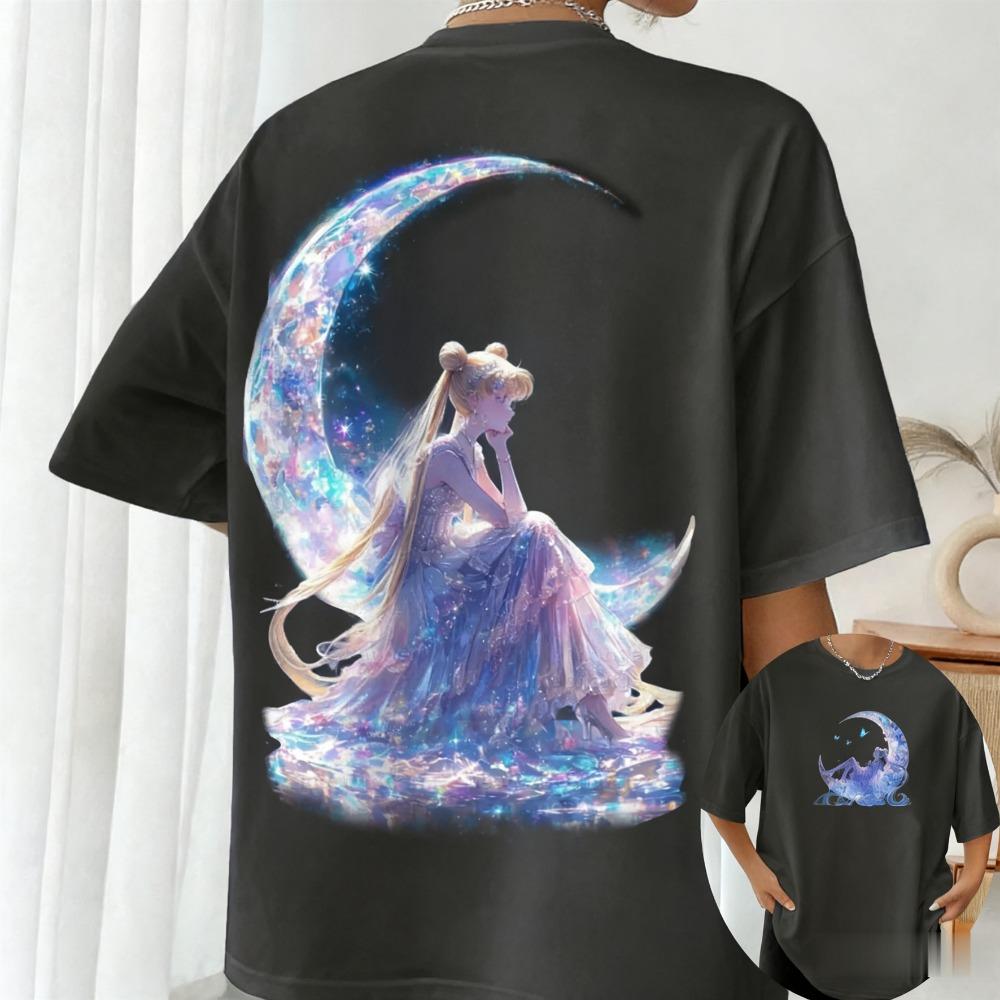 2026 Sailor Moon Anime Printed Women's Cotton Quality Short Sleeve T-Shirt Summer Oversized