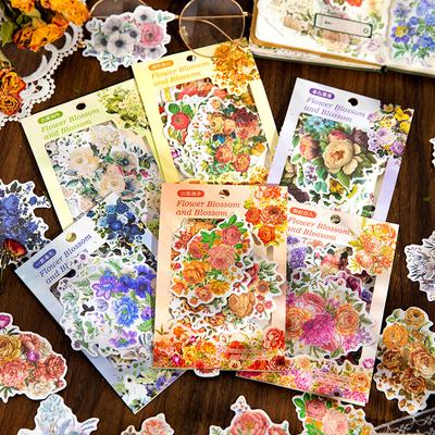 20 Pcs Flower Sticker Literature Art Decorative Scrapbooking Diy Diary Album Creativity Hand Made Collage Material