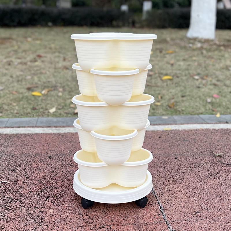 Vegetable Plastic Pot Family Balcony Strawberry Potted Plant Three Dimensional Multi-layer Space Saving Planting Flower Pots