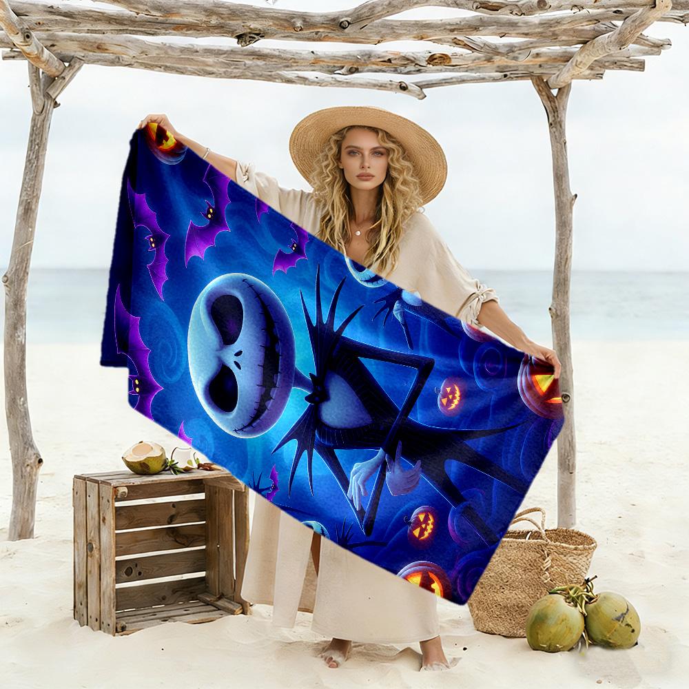 Jack Skellington Beach Towel Super Soft Microfiber Quickdry Fabric Comfortable Lightweight Perfect for Traveling Yoga Camping and Swimming