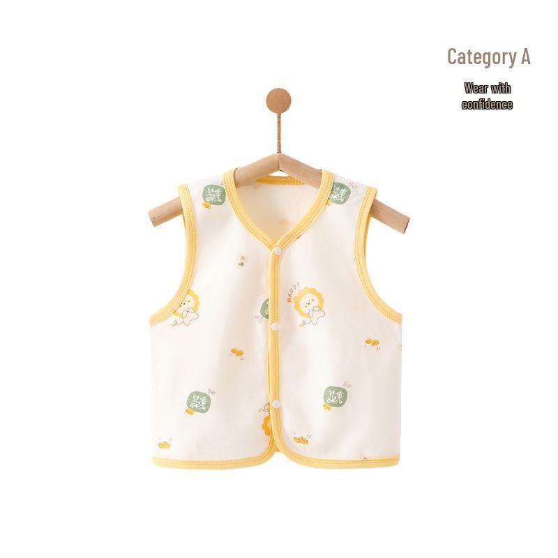 Spring Festival Cartoon Baby Vest - Red, Padded, Pure Cotton for Boys & Girls