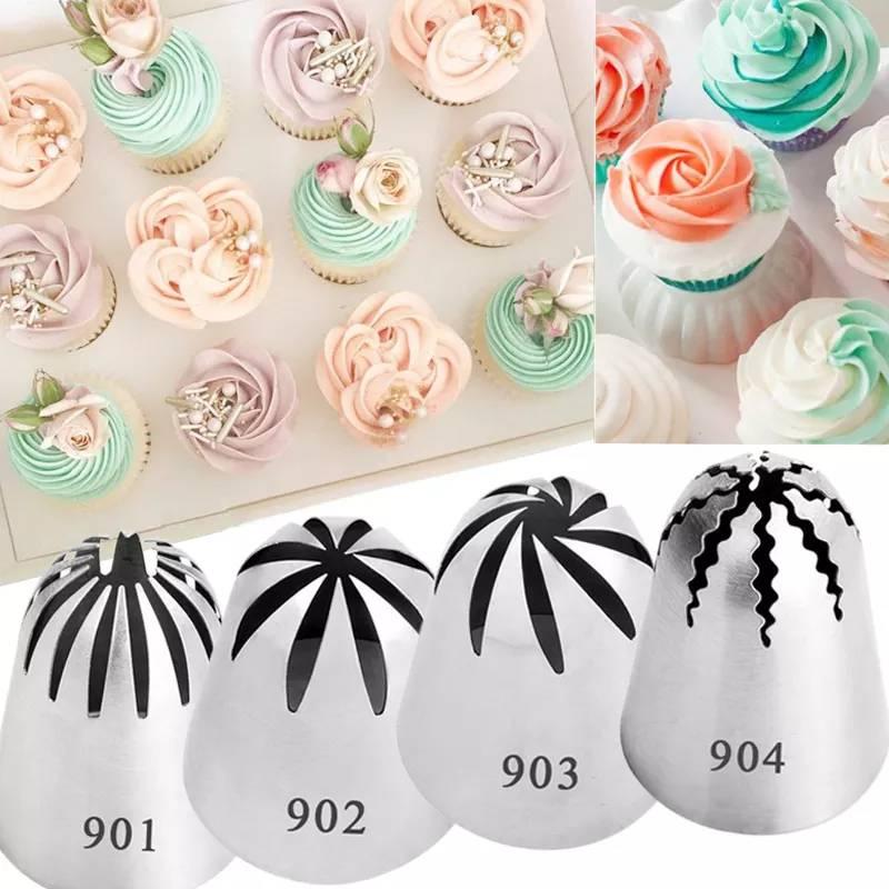 

Big Size Stainless Steel Rose Flower Nozzles Icing Piping Cream Cake Russian Partry Tips Cupcake Decorating Baking Tool 901