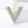 Japan And Korea Fashion Versatile Alloy Rhinestone Big V Brooch Creative Design Women'S Suit Coat Corsage Jewelry Pin