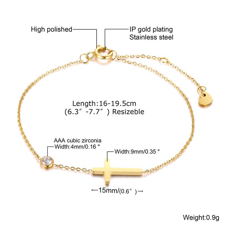 Stainless Steel White Multicolored Zircon Geometric Bracelet Gold, Personalized Fashion Women'S Accessories