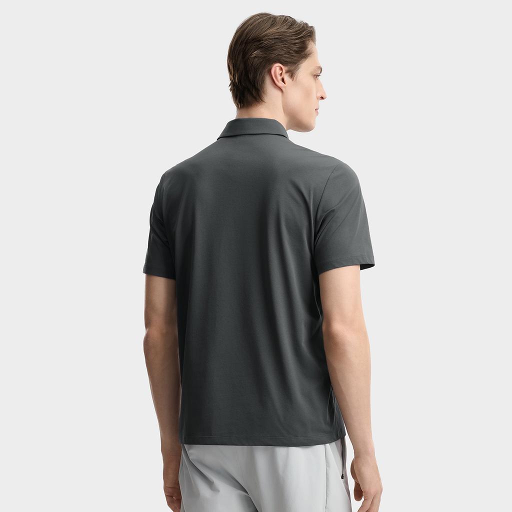 Fila F.C. Classic Minimalist Basic Casual Light Business Versatile Comfortable Knitted Short Sleeve Polo Shirt Men Tops Shadow-Gray F11M621103FCC