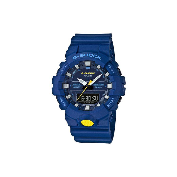 Casio Youth Series Fashion Comfortable Independent Second Hand Design Waterproof Watch Quartz Movement Resin Strap Men Watches Blue GA-800SC-2A Blue Strap