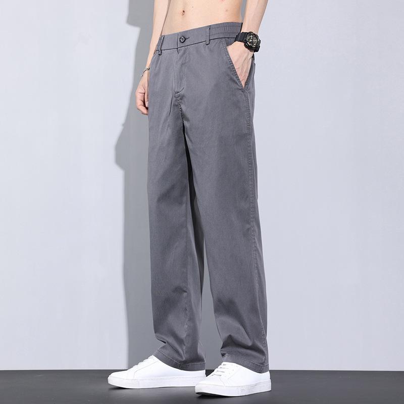 Pantaloni Casual pentru Bărbați cu Talie Elastică pentru Bărbați Vară Elastic Picior Drept Larg Confortabil Casual Pantaloni Lungi Bărbătești