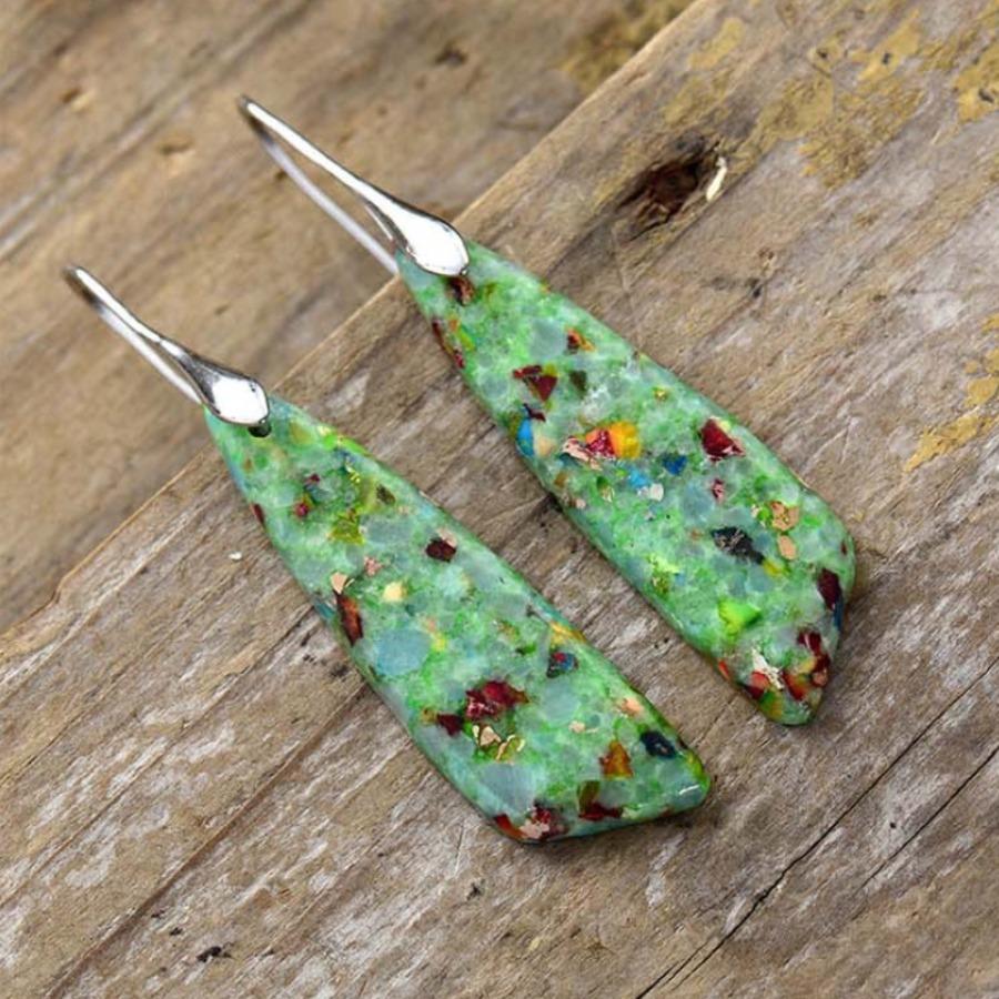 Bohemian Natural Stone Pendants and Earrings, European and American Popular Retro Jewelry