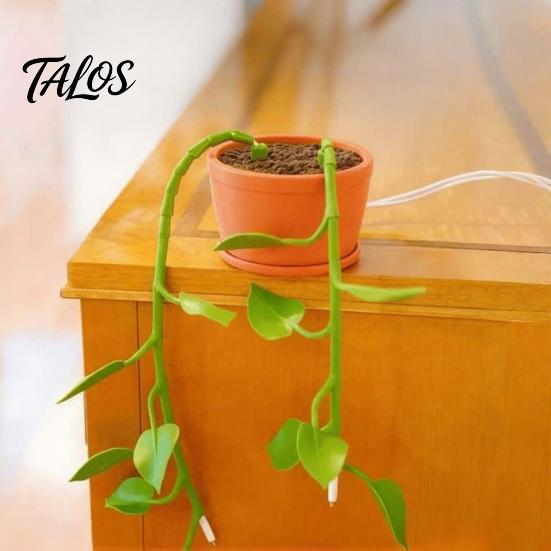 Data Cable Organizer for Office 6Pcs Vine Shaped Organizer, Green Leaf Cord Holder, Decorative Wall Plant Fixers Mounted Wire Manager, Reusable