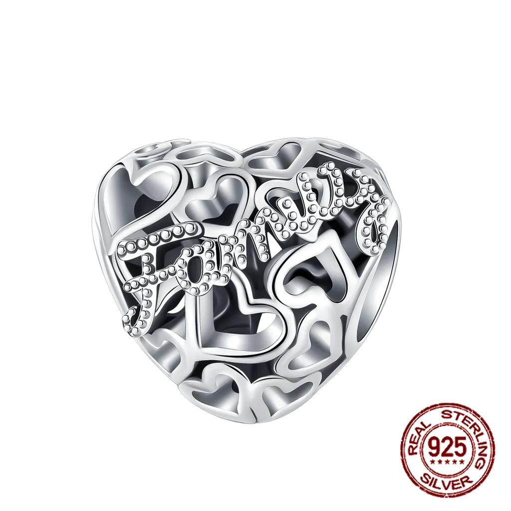 925 Silver Family Grandma Love You Mother Beads Pandent Charm Fit 4MM Hole Diameter Bracelet DIY Bead Ms Jewelry Gift