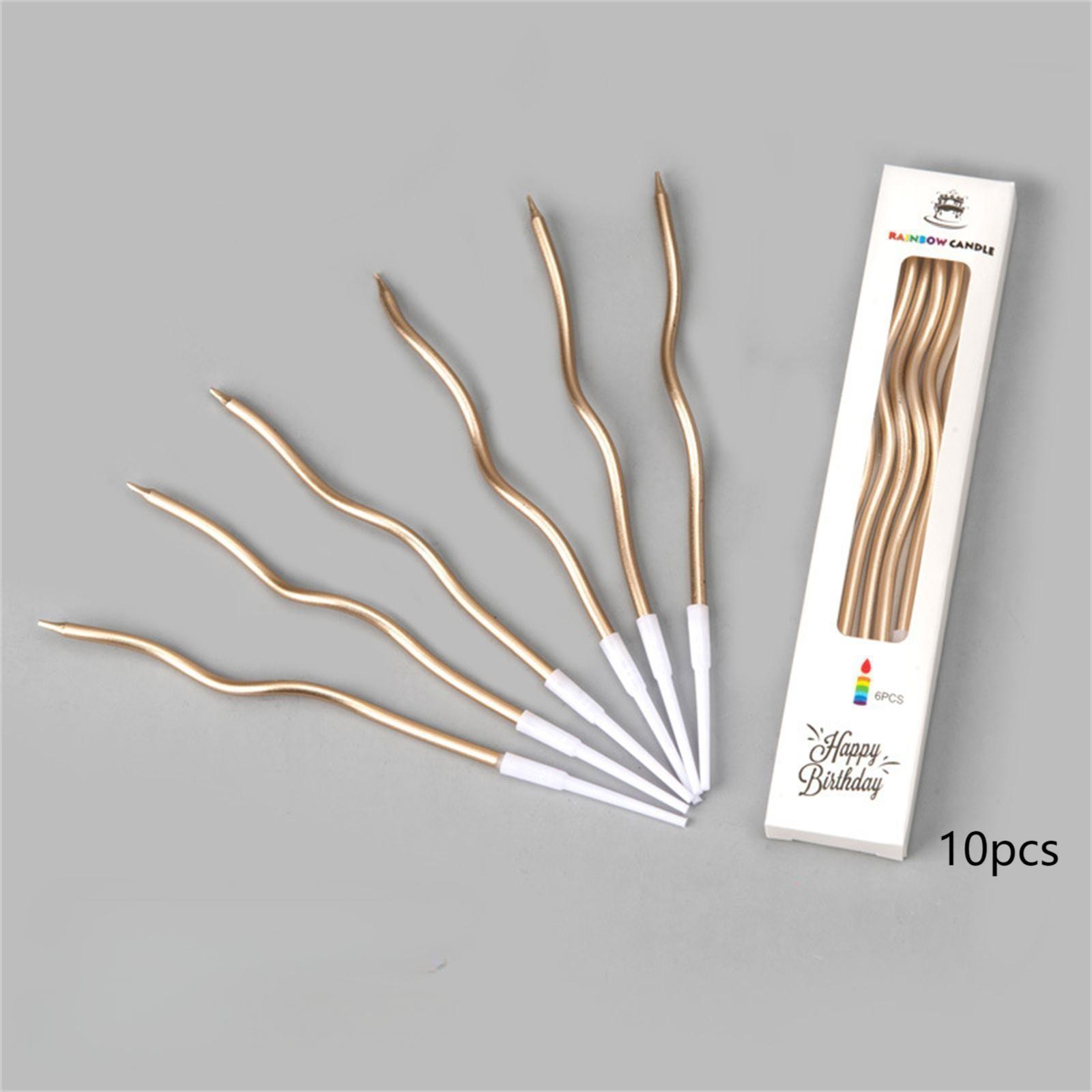 

10 шт. Свечи на день рождения, спиральные свечи для торта, длинные тонкие свечи для свадебной вечеринки и украшения торта One Size