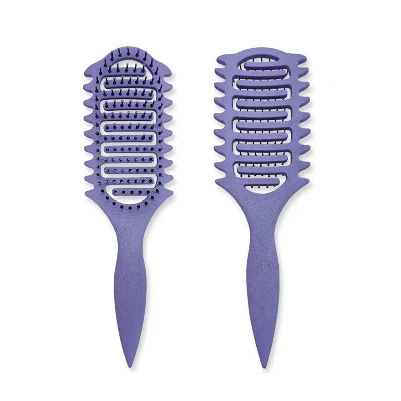 TEMU Cross-Border Curly Hollow Hairdressing Comb - Wheat Straw Bounce Hair Comb