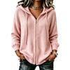 Damen locker sitzender Strick-Cardigan-Pullover mit Reißverschluss und Kapuze für Herbst Winter