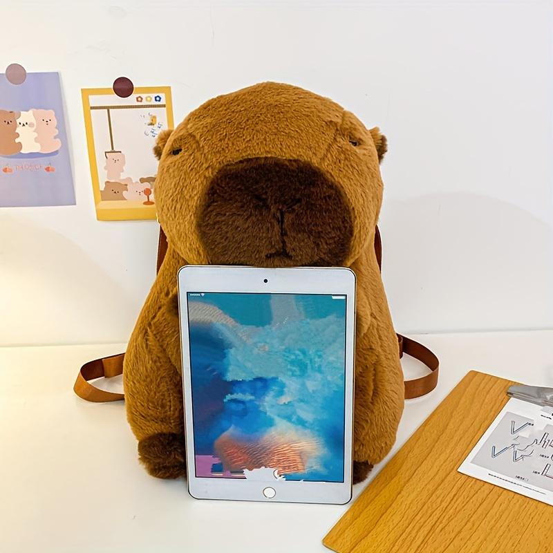 Adorable Capybara Backpack with Leash Fluffy Capybara Stuffed Animals Doll Backpacks Leash Casual Bag for Kids Girls Women