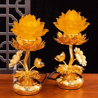 Haushalts-LED Siebenfarbige Glasierte Lotuslampe, für Buddha-Lampen, Gebet vor Buddha, Ewiges Licht, Feng Shui, Sicherheitsstecker
