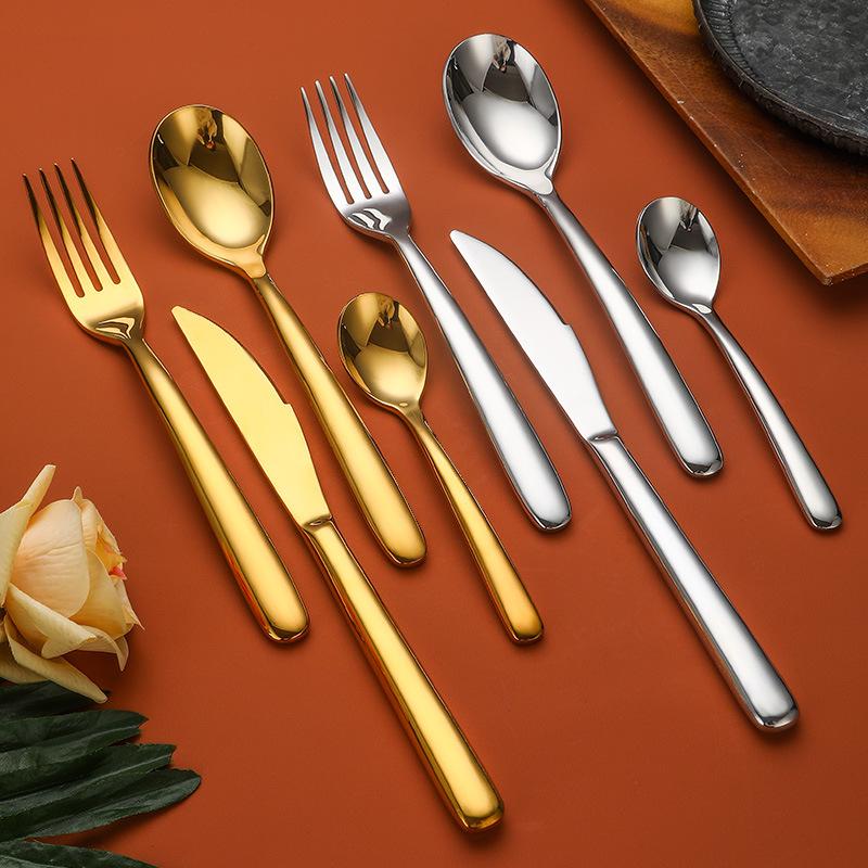 304 stainless steel European round handle Western tableware High-end restaurant hotel supplies knife fork spoon tea spoon