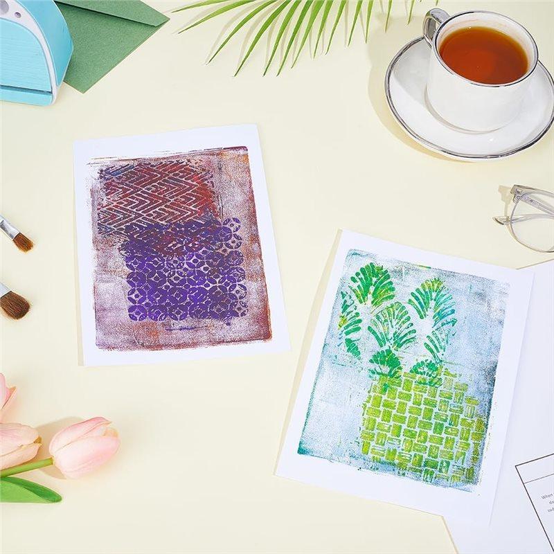 Kit Placă Gel Imprimare Trend 2025 5X7 Inch Placă Gelatină Reutilizabilă, Șabloane și Vopsea Acrilică - Instrument Esențial pentru Materiale de Imprimare