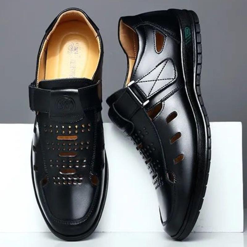 Sandalias de verano para hombre, huecas, antideslizantes, informales, de piel sintética, a la moda, con iluminación, transpirables, para playa, clásicas, para papá